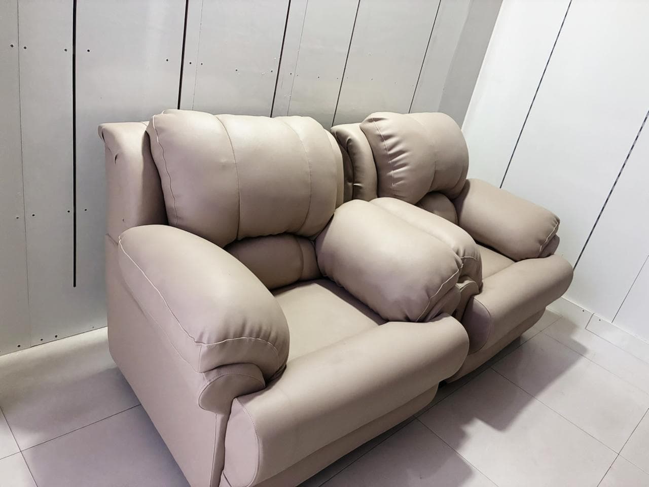 Plush recliner sofas close-up