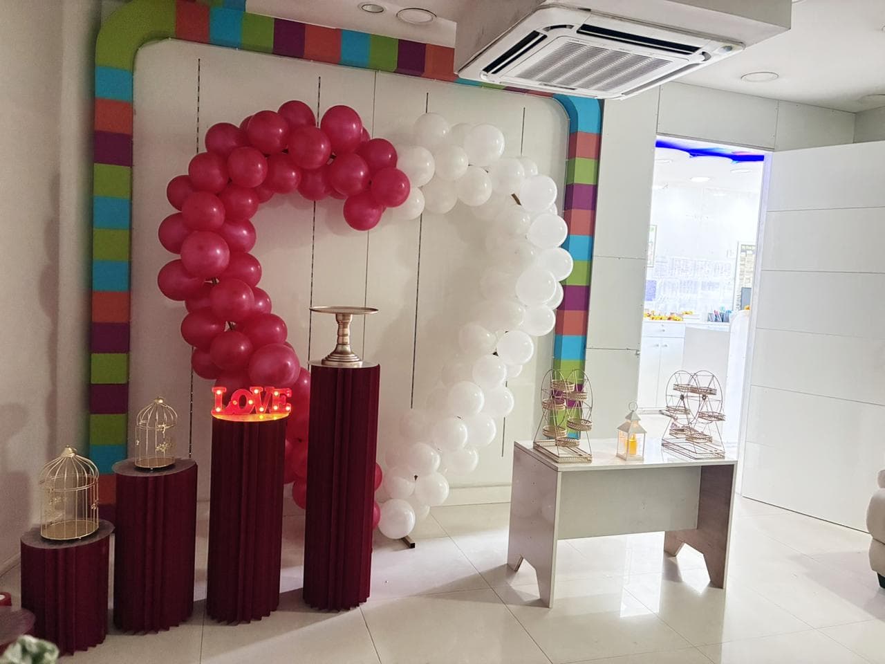 Heart-shaped balloon backdrop